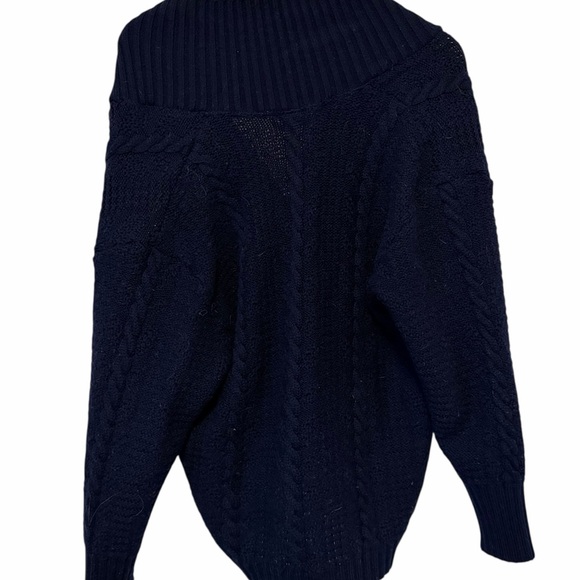 Parkhurst Black Shawl Collar Cable Knit Sweater with Toggle Closures - Picture 2 of 4